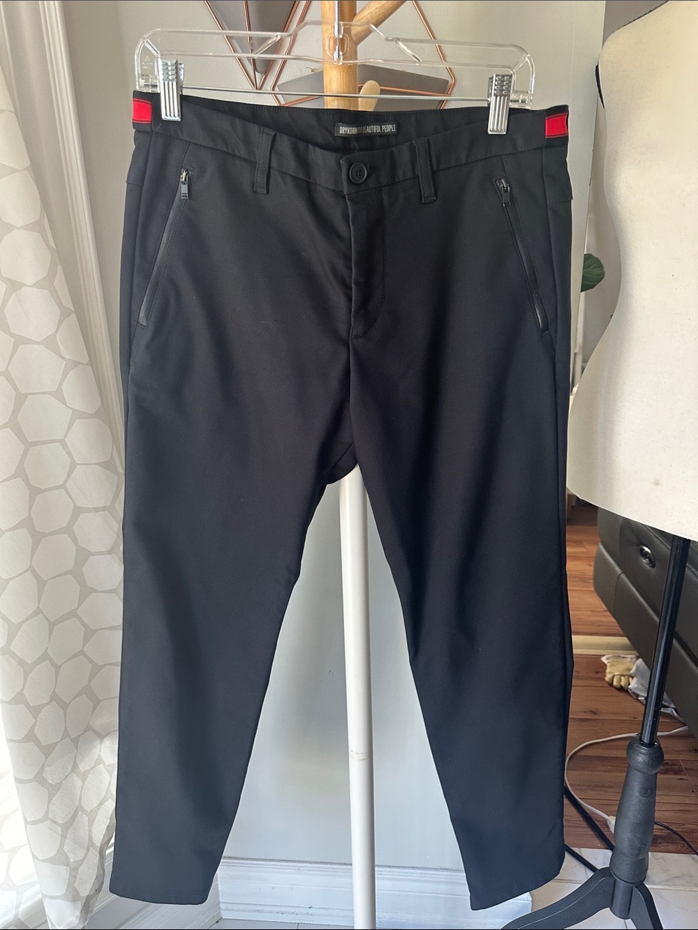 DRYKORN Mens Raid Black Performance Chinos Dress Pants Slacks Waist 32 Length 34